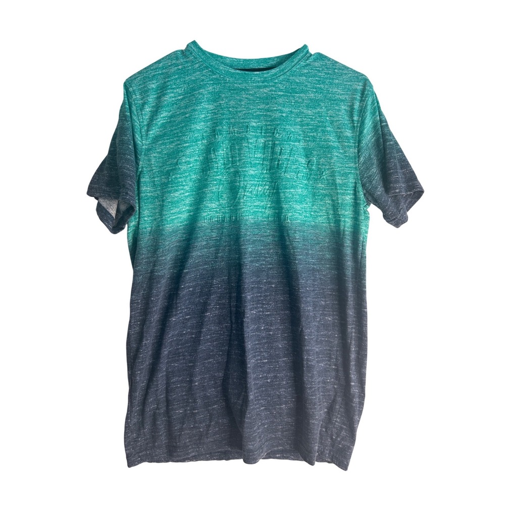 LifeStyle Limited Edition Jamaica Ombre Slub T-Shirt Mens Medium Green Navy Blue